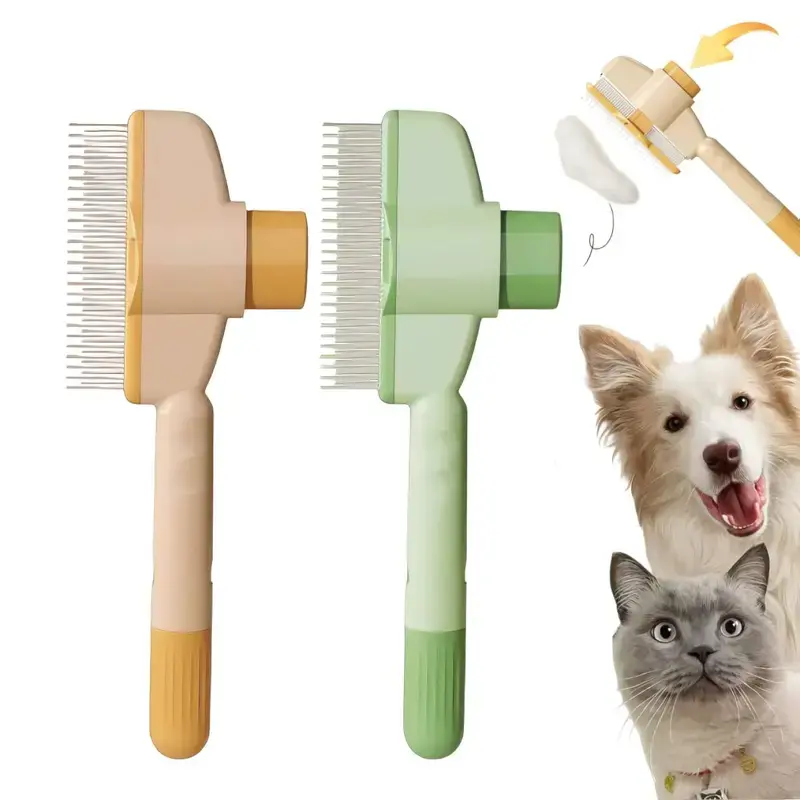 2-Pack Flea Comb for Cats & Dogs, Self-Cleaning Stainless Steel