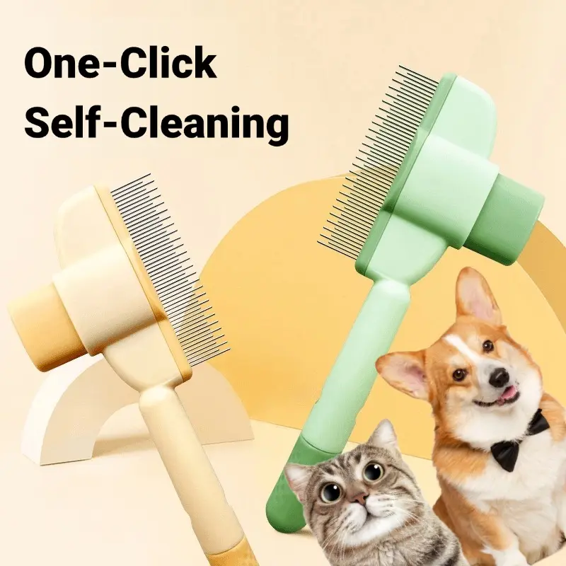 2-Pack Flea Comb for Cats & Dogs, Self-Cleaning Stainless Steel