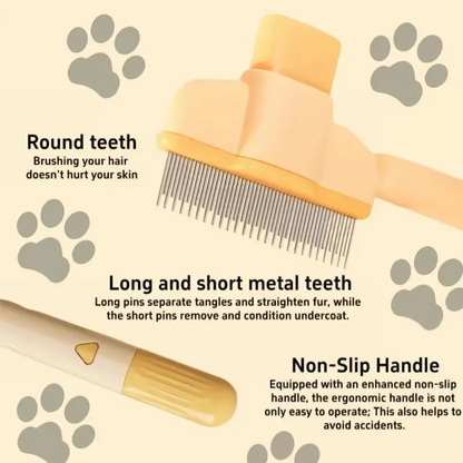 2-Pack Flea Comb for Cats & Dogs, Self-Cleaning Stainless Steel