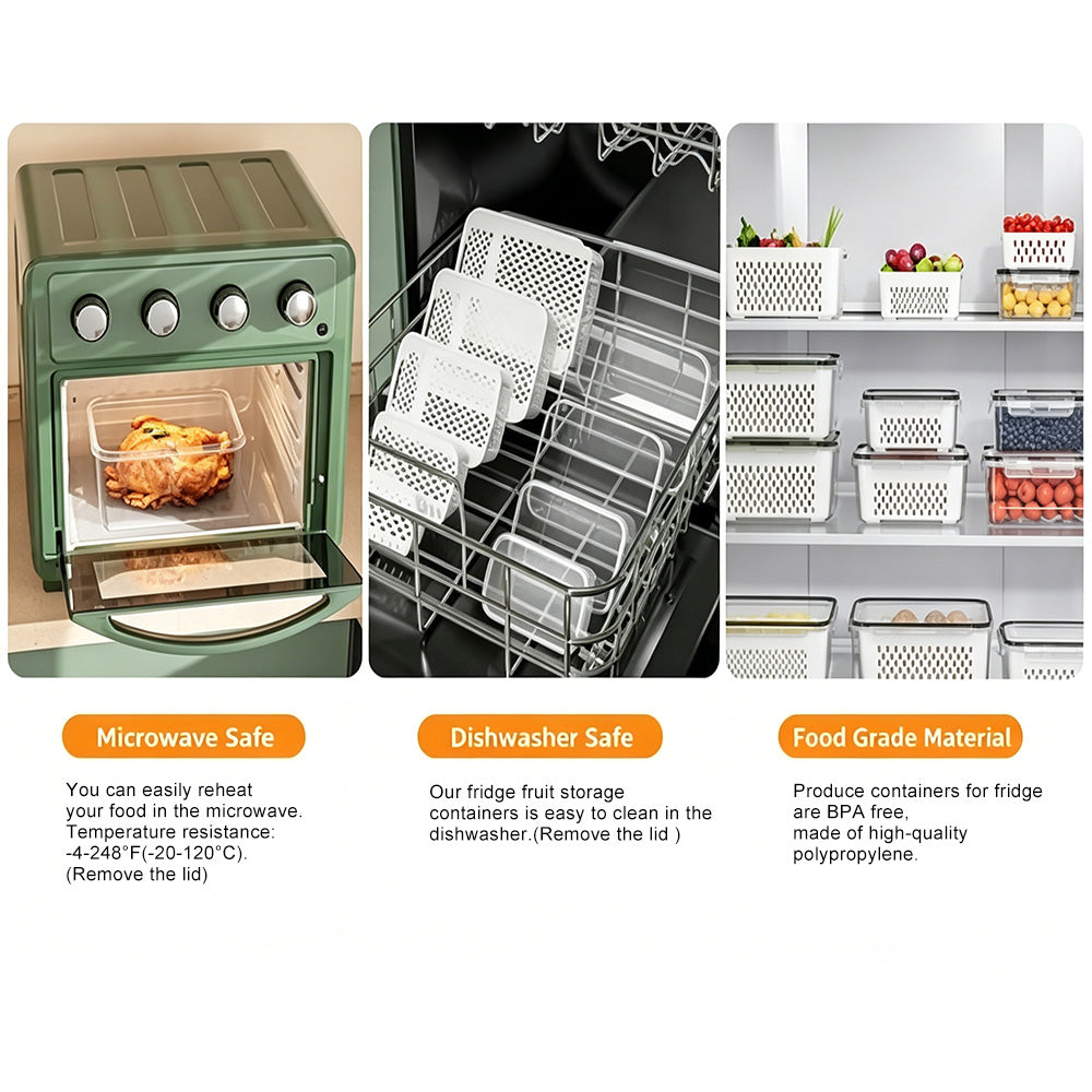 Stackable Fruit Storage Containers for Fridge with Removable Colander