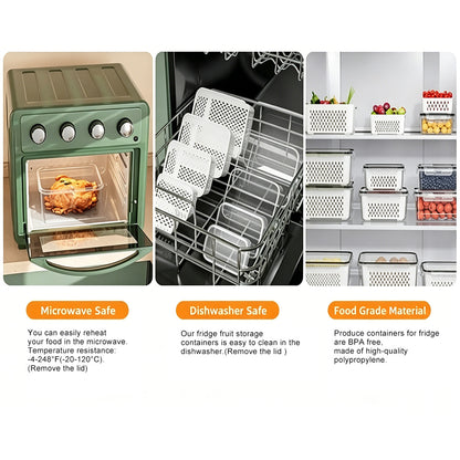 Stackable Fruit Storage Containers for Fridge with Removable Colander