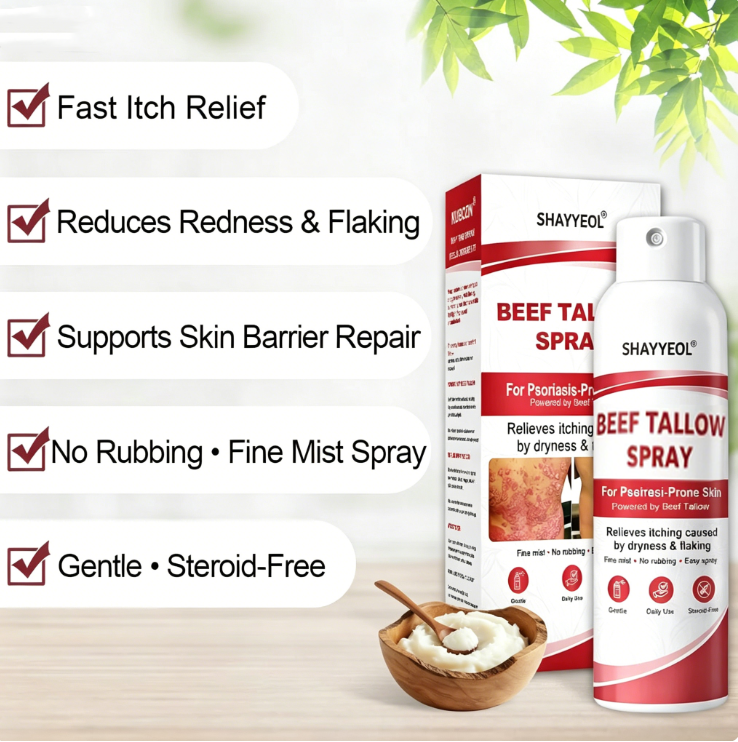Beef Tallow Spray — Soothe & Repair Psoriasis Skin Fast | No-Rub ✨