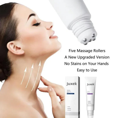 Juxek Neck Firming Cream Reduces Wrinkles and Double Chin,Five Rollers for All Around Massage