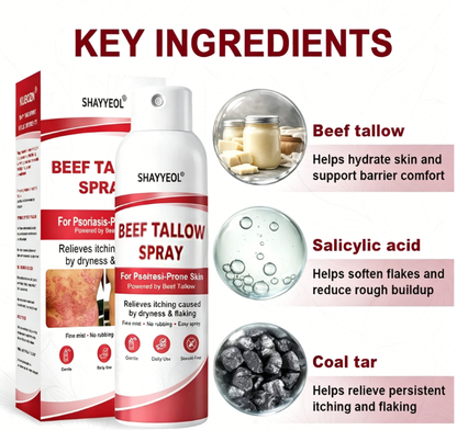 Beef Tallow Spray — Soothe & Repair Psoriasis Skin Fast | No-Rub ✨