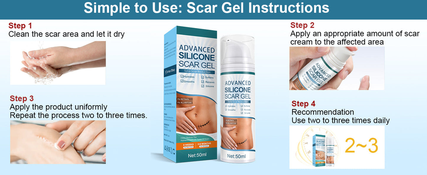 Advanced Scar Gel, Silicone Scar Gel, Treats Old and New Scars, Reduces the Appearance of Scars from, Body, Face, Stretch Marks, Surgical Scar, Keloids, Acne