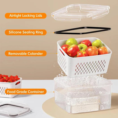 Stackable Fruit Storage Containers for Fridge with Removable Colander