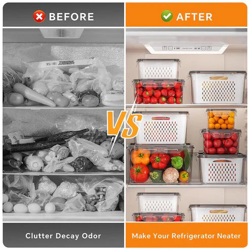 Stackable Fruit Storage Containers for Fridge with Removable Colander