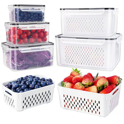 Stackable Fruit Storage Containers for Fridge with Removable Colander